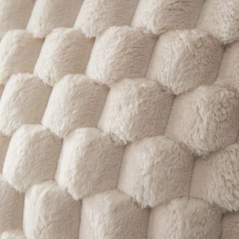 Housse de coussin à texture 3D en peluche en mélange de coton