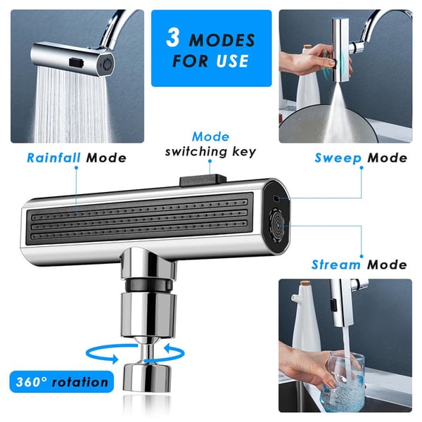 Mitigeur de cuisine avec 3 modes d'écoulement et bec pivotant à 360°