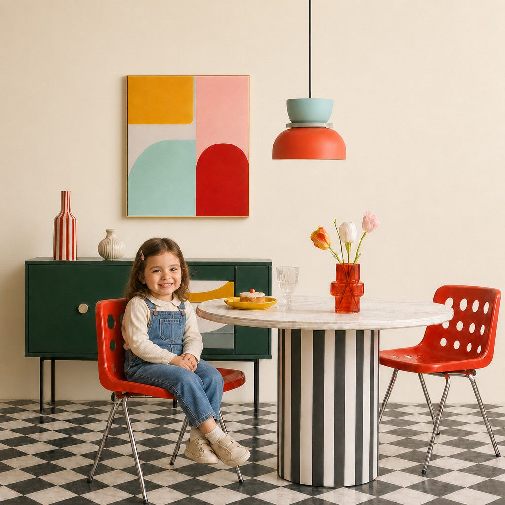 Suspension nordique avec design color block pour espaces modernes