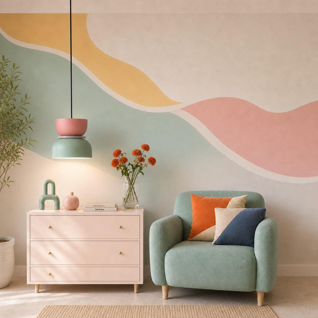 Suspension nordique avec design color block pour espaces modernes