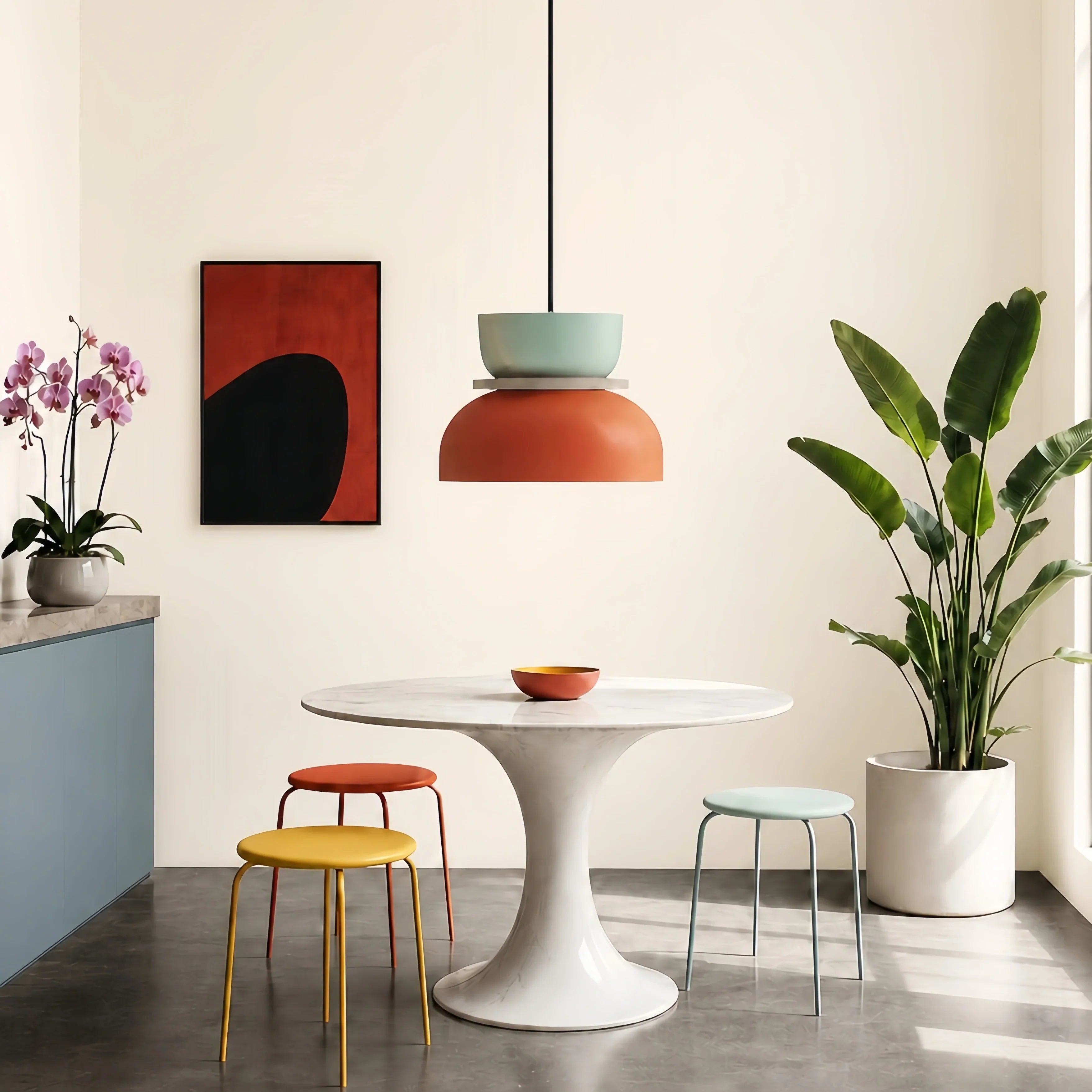 Suspension nordique avec design color block pour espaces modernes