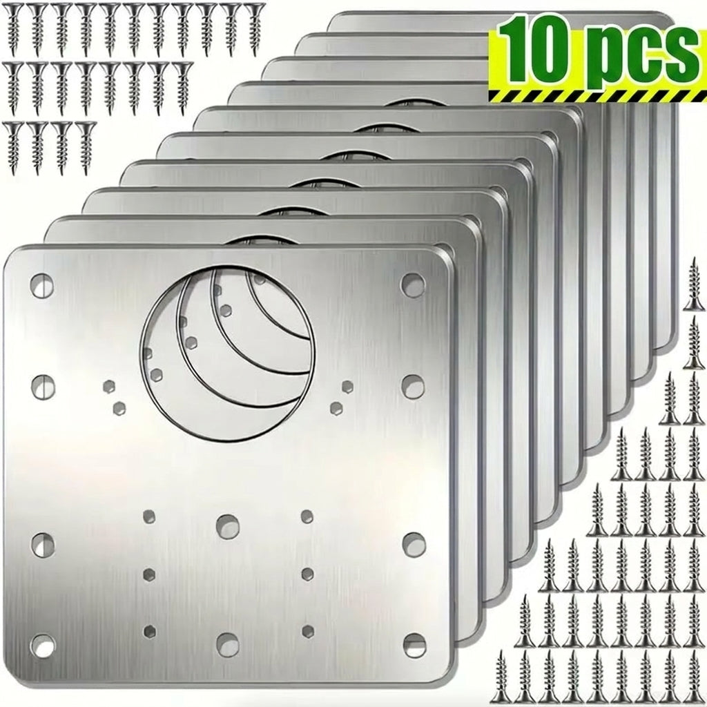 Plaque de réparation de charnière en acier inoxydable pour meubles – Lot de 10