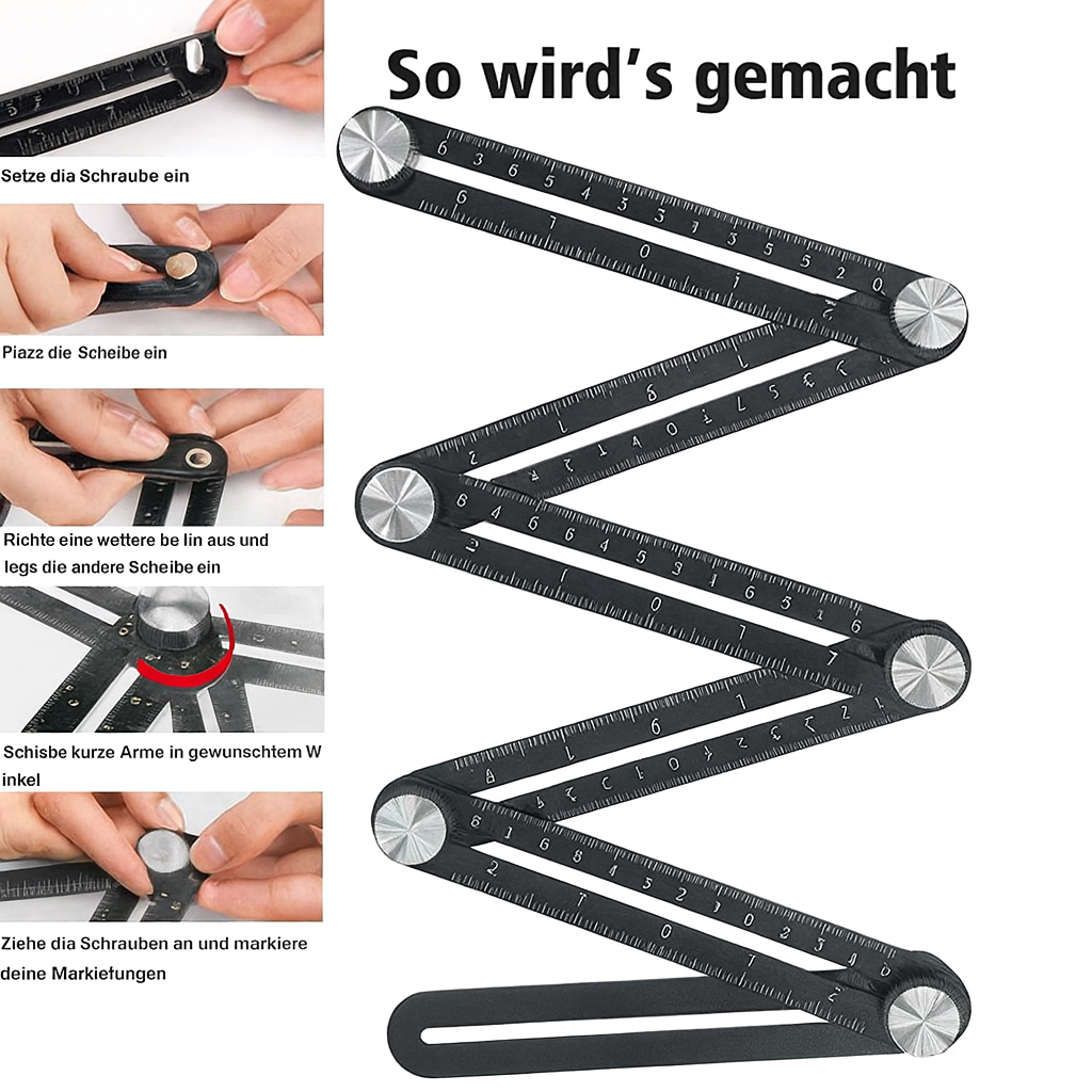 Règle Multi-Angles Flexible en Aluminium pour Mesures Précises