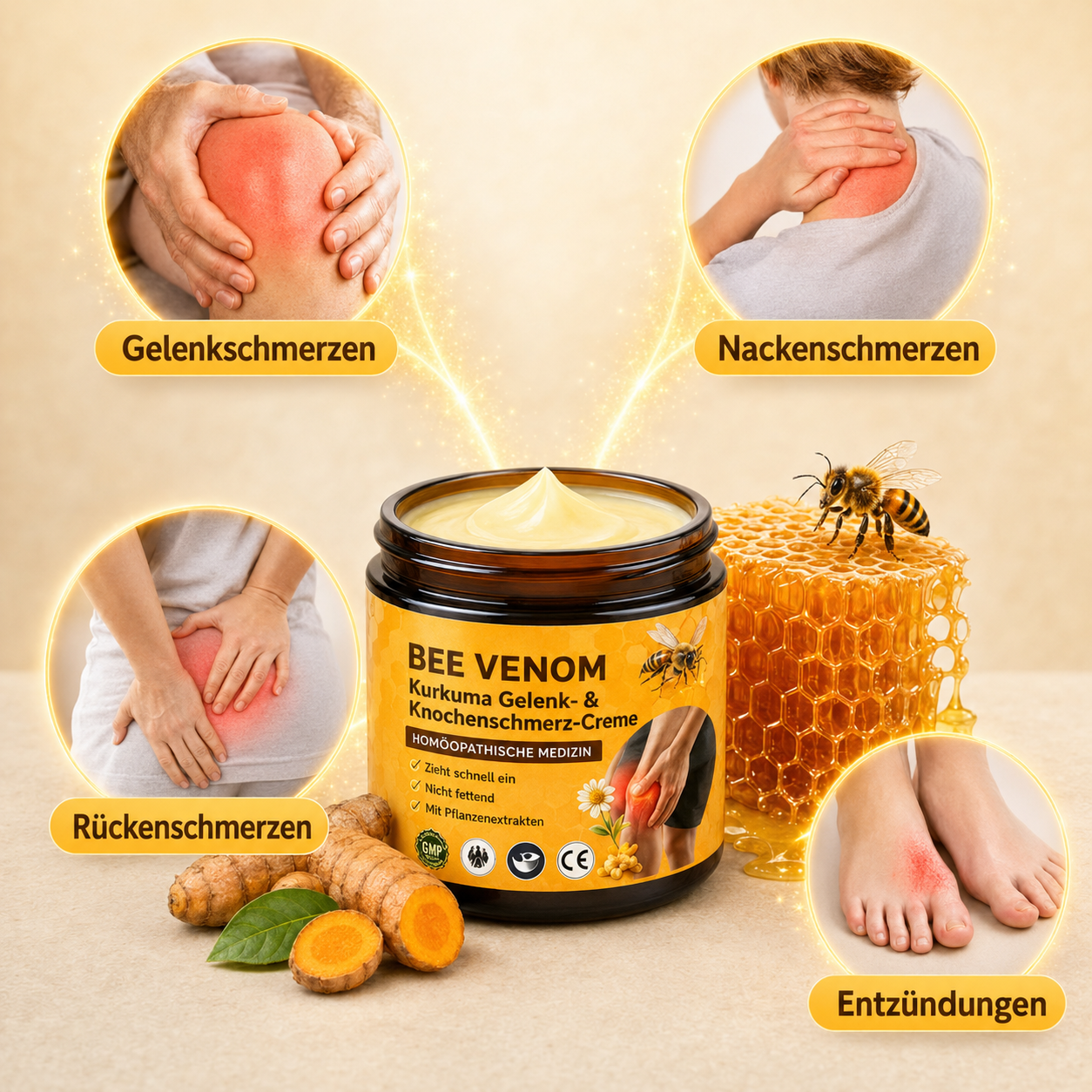 Crème articulaire naturelle au venin d'abeille et curcuma