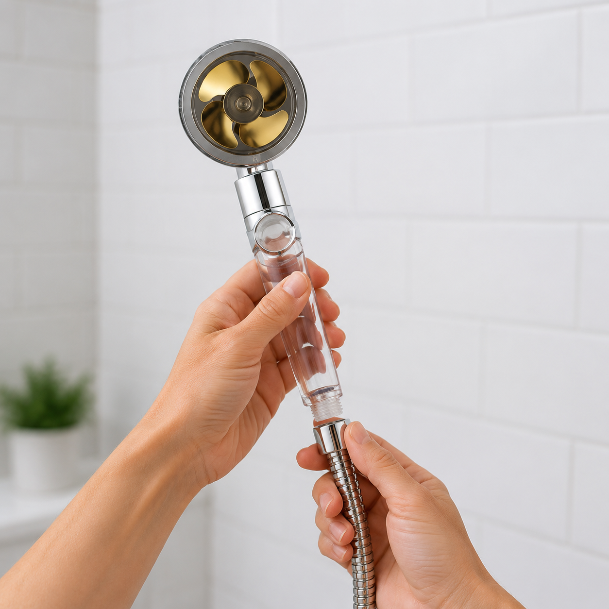 Pommeau de douche pluie avec surpresseur – 3 modes de pulvérisation et filtre