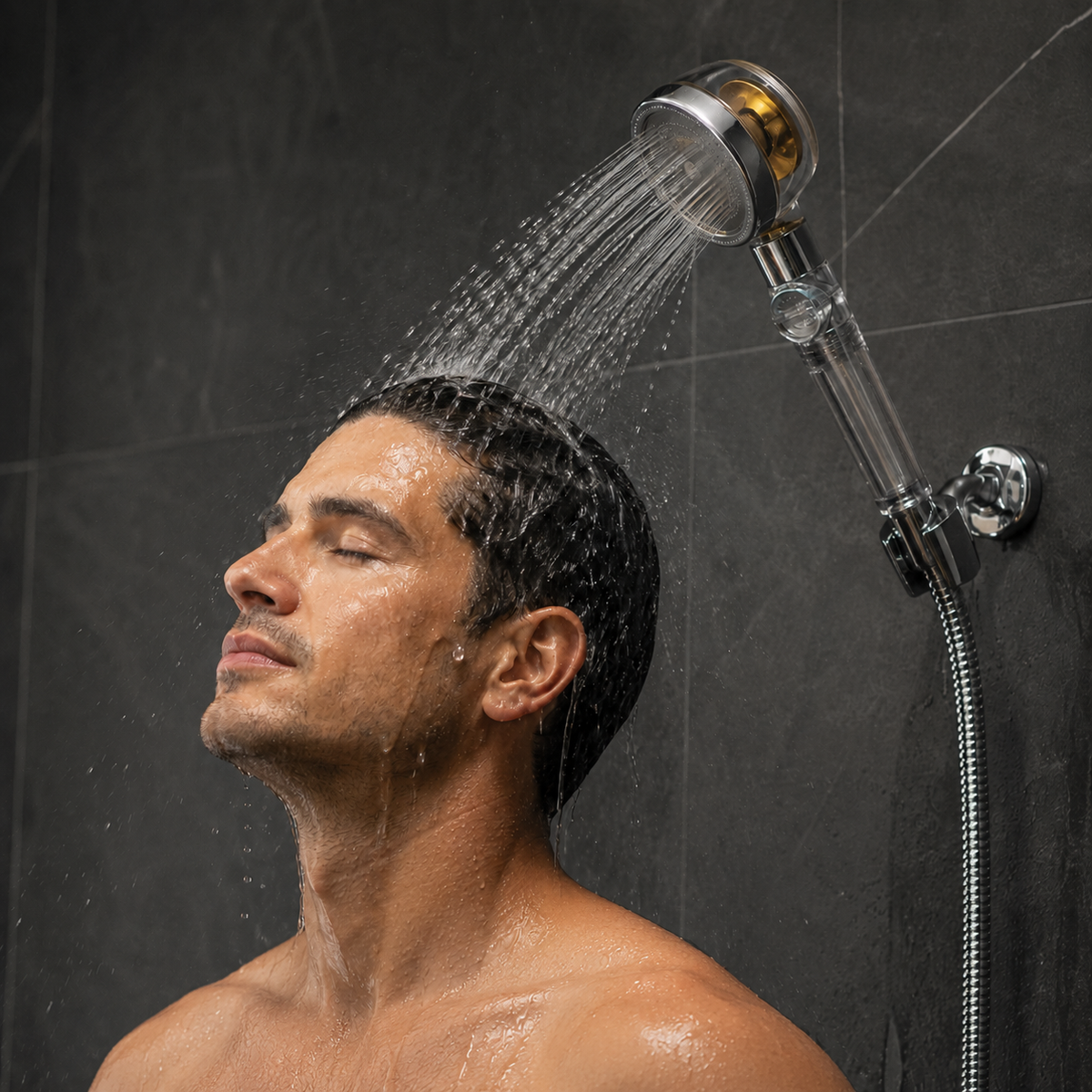 Pommeau de douche pluie avec surpresseur – 3 modes de pulvérisation et filtre