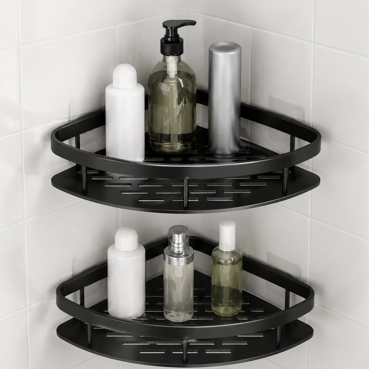 Étagère d'angle de douche sans perçage – tablette de douche autocollante en aluminium