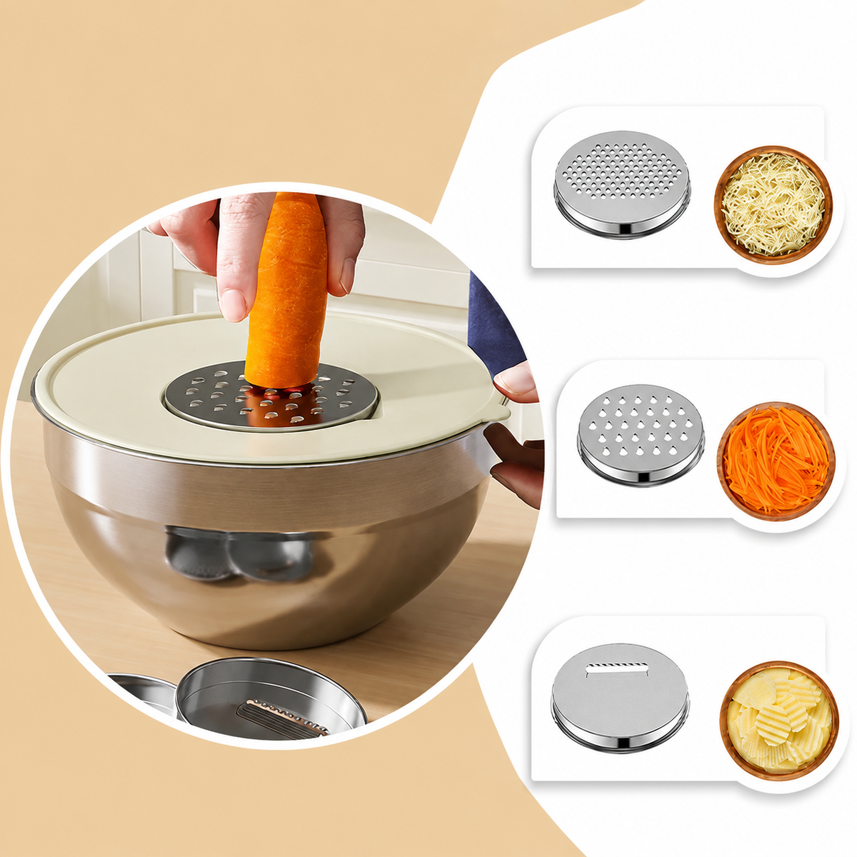 Set de bols 6 pièces avec couvercles et râpes