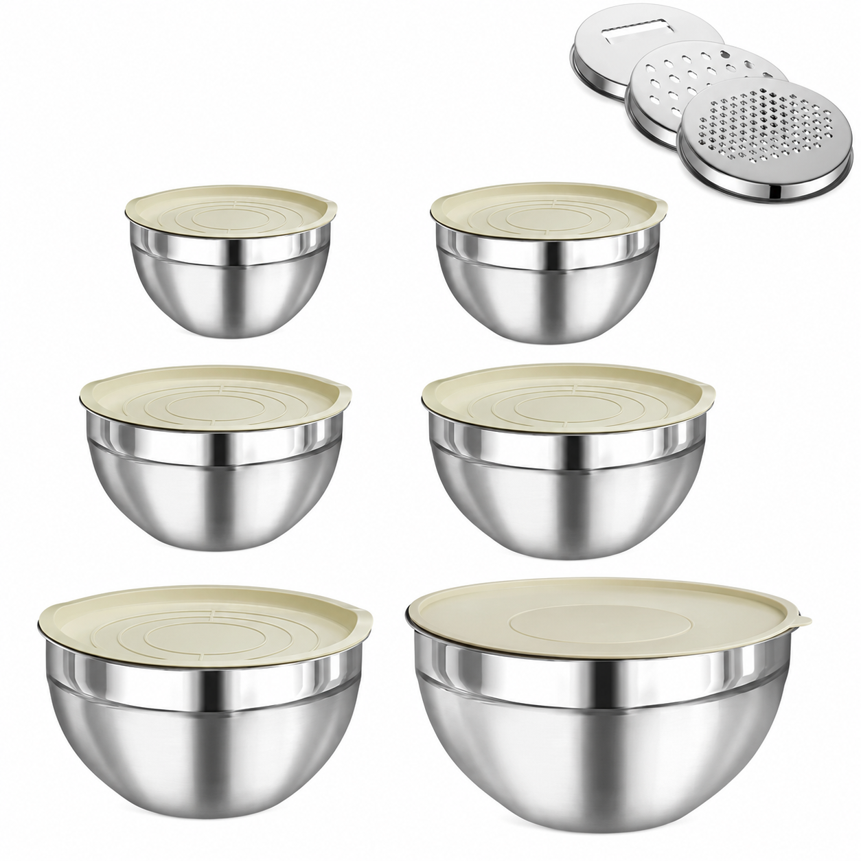 Set de bols 6 pièces avec couvercles et râpes