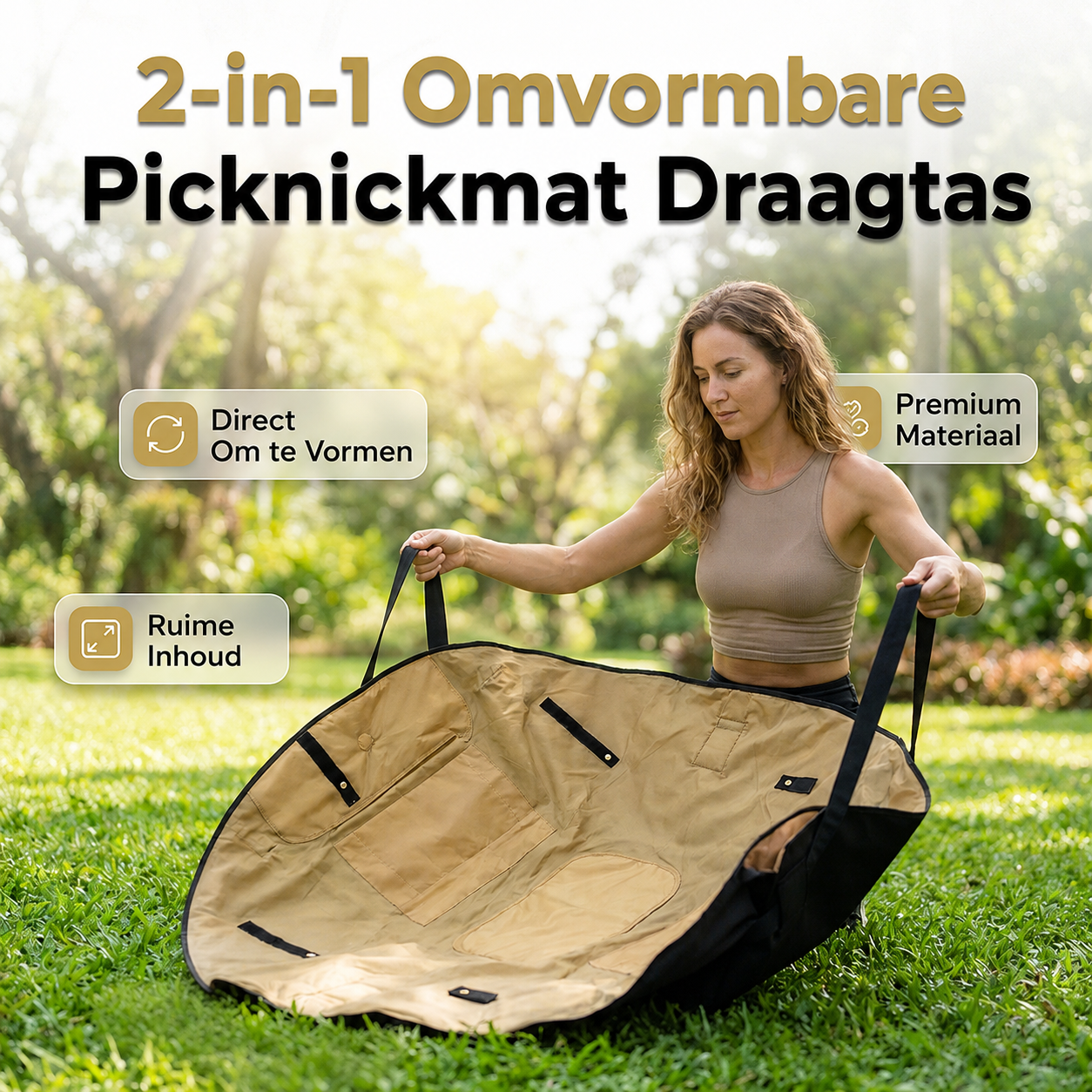 Sac de transport convertible en couverture de pique-nique ronde imperméable