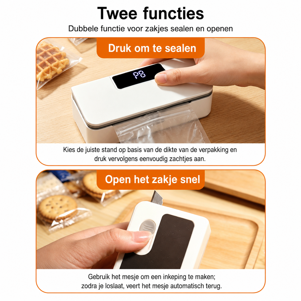 Soudeuse de Sachets Portable 2 en 1 avec Coupe-Sachet Intégré