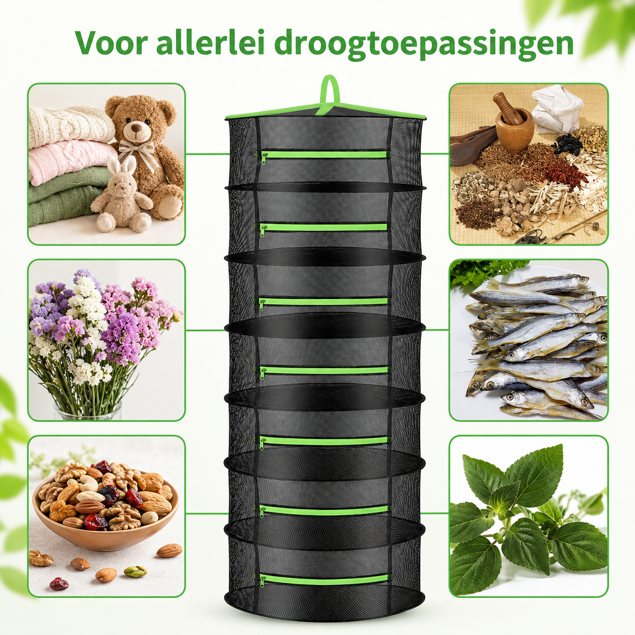 Séchoir à Herbes Suspendu 6 ou 8 Niveaux en Filet Respirant