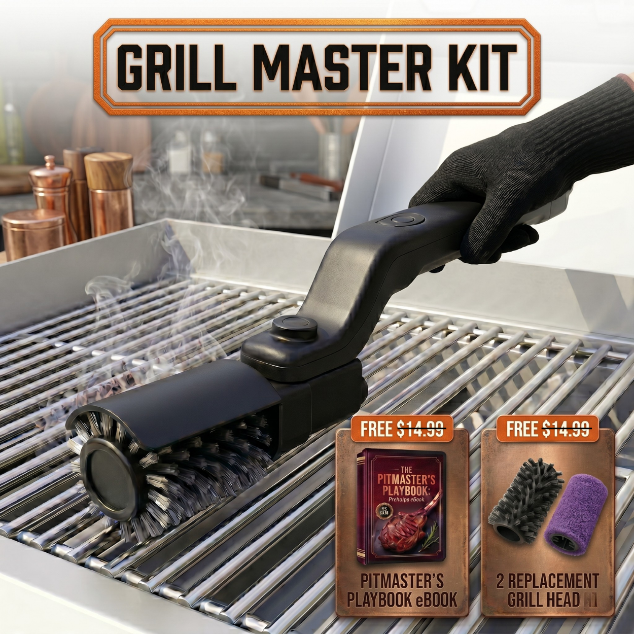 Brosse de nettoyage motorisée pour grille de barbecue sans poils métalliques