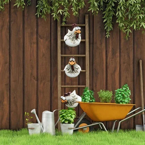Poule Décorative de Jardin en Résine – Ornement Coloré Extérieur