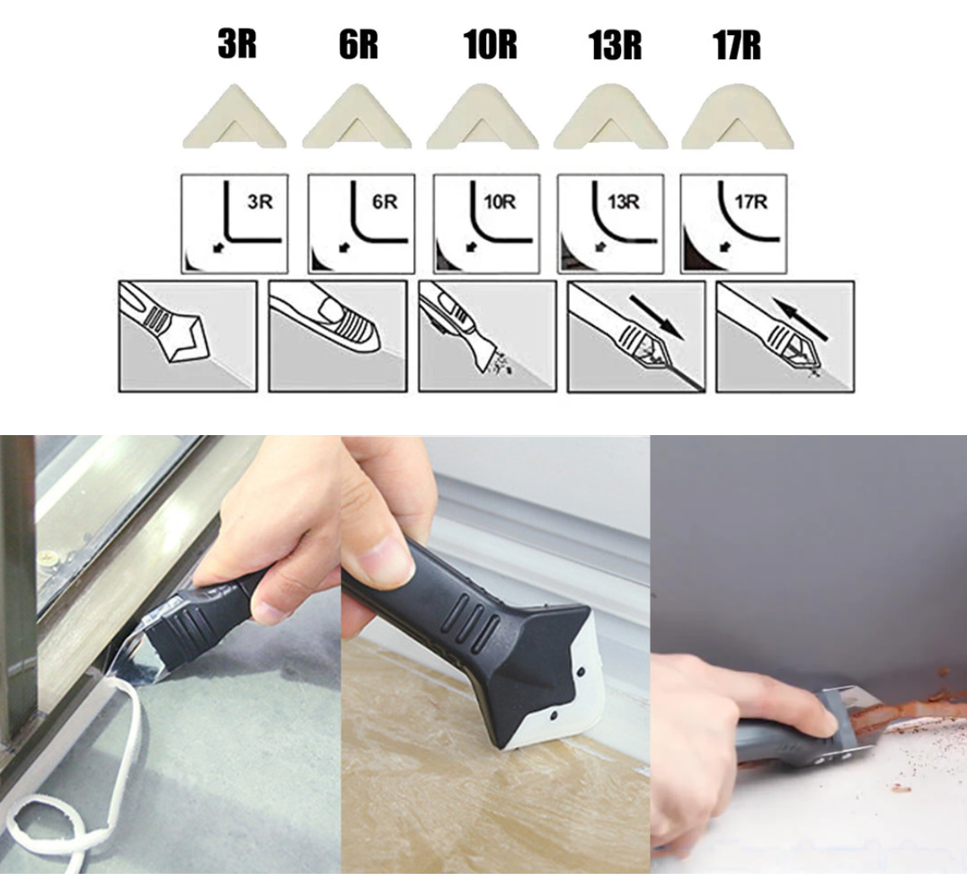 Outil de Lissage et Retrait de Joints Silicone 3-en-1 Multifonction