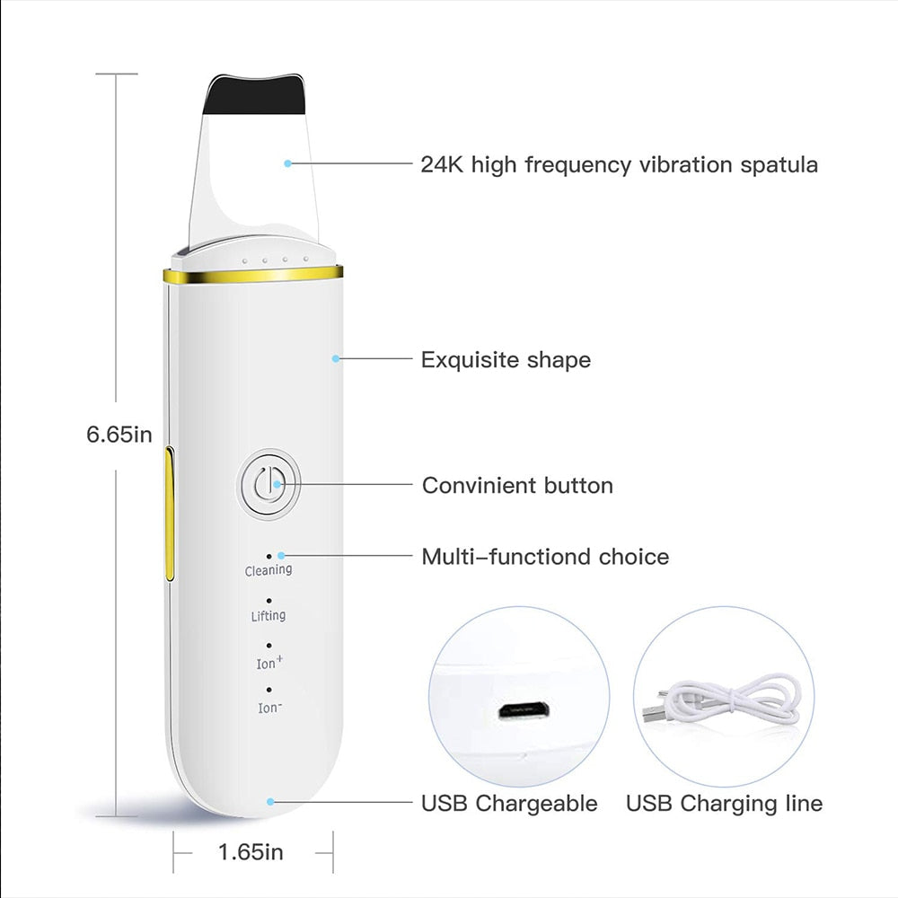 Spatule Ultrasonique Nettoyage Profond des Pores & Éclat du Teint