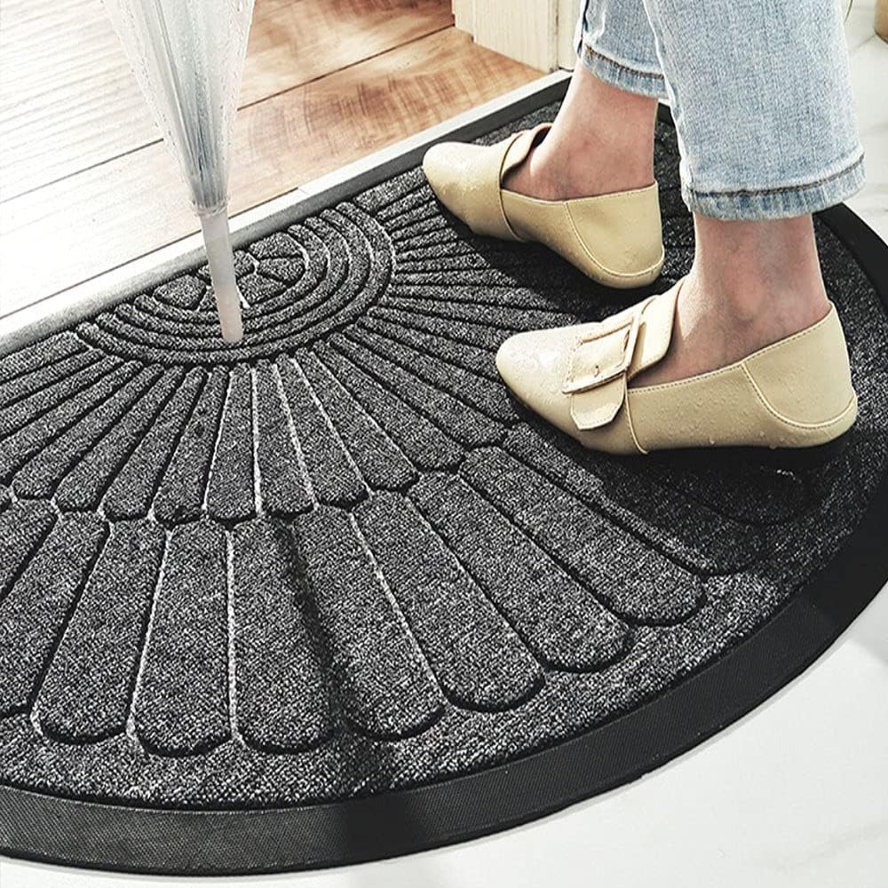 Tapis d'entrée demi-rond – tapis anti-dérapant attrape-saletés pour l'entrée