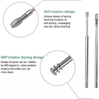 Kit de nettoyage d'oreilles en acier inoxydable – 6 embouts réutilisables