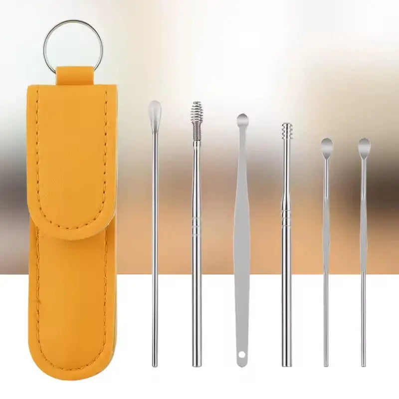 Kit de nettoyage d'oreilles en acier inoxydable – 6 embouts réutilisables