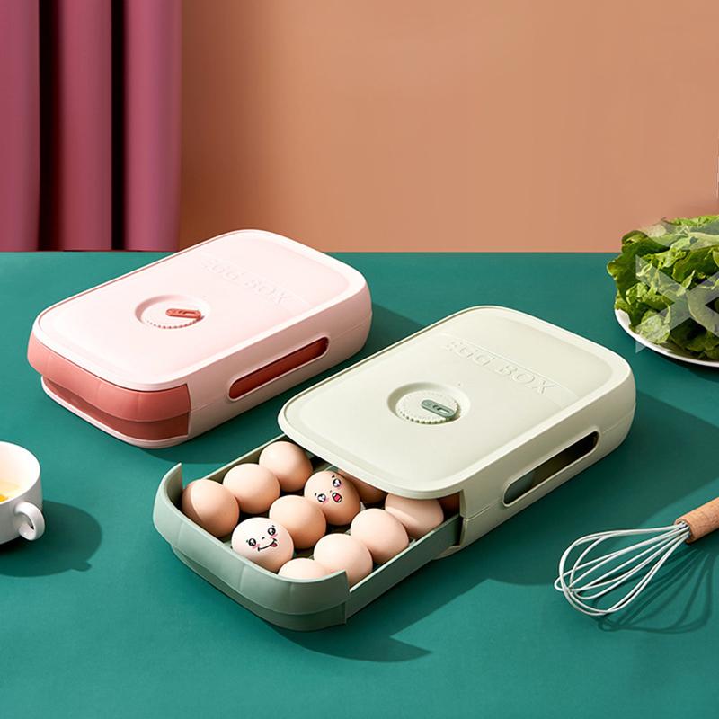 Boîte à œufs avec tiroir – Boîte de rangement empilable pour réfrigérateur