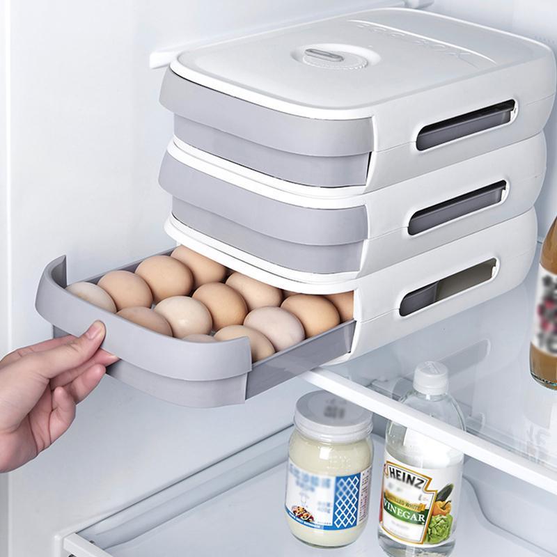 Boîte à œufs avec tiroir – Boîte de rangement empilable pour réfrigérateur