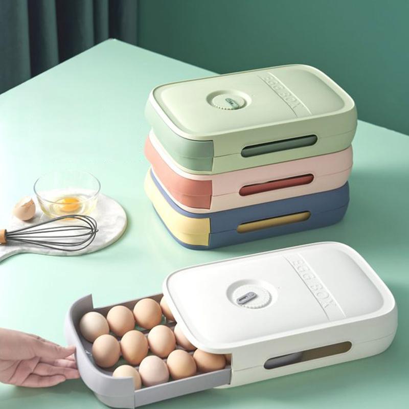 Boîte à œufs avec tiroir – Boîte de rangement empilable pour réfrigérateur