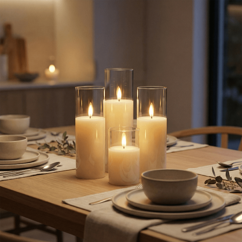 Lot de 9 bougies LED sans flamme avec minuterie – bougies pilier