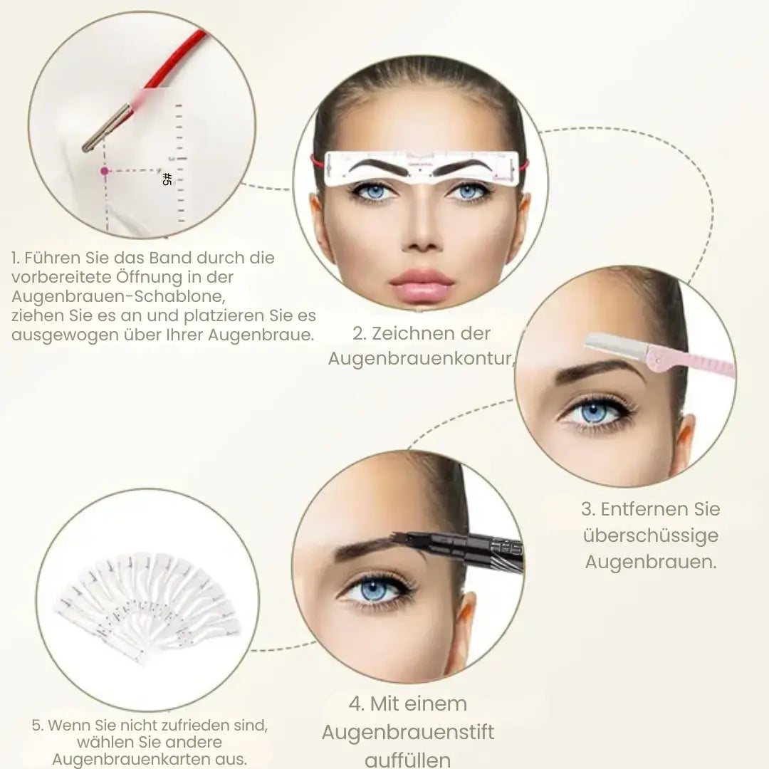 Kit de Pochoirs à Sourcils Réutilisables – 12 Formes avec Bandeau Réglable