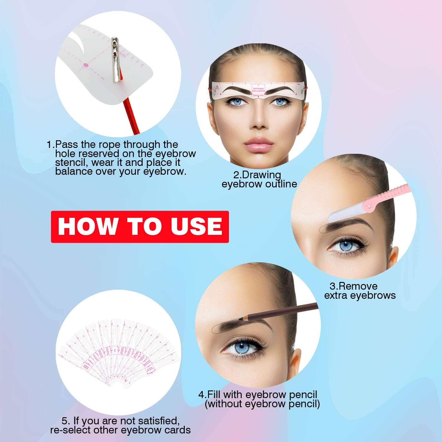 Kit de pochoirs sourcils réutilisables – 12 formes pour un résultat symétrique