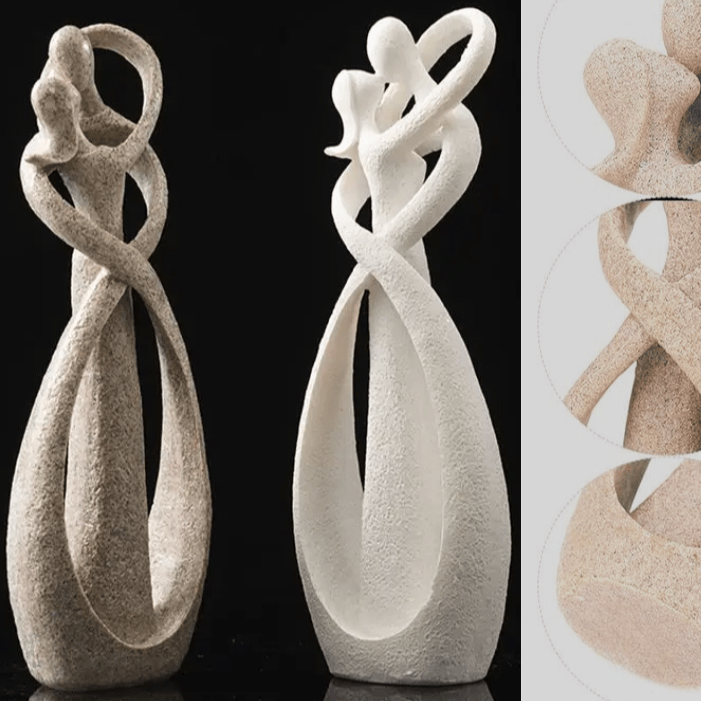 Sculpture d'amour abstraite en résine – Figurine décorative élégante