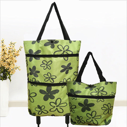 Sac à courses pliable avec roulettes – Sac portatif et chariot 2-en-1