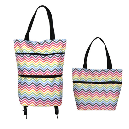 Sac à courses pliable avec roulettes – Sac portatif et chariot 2-en-1