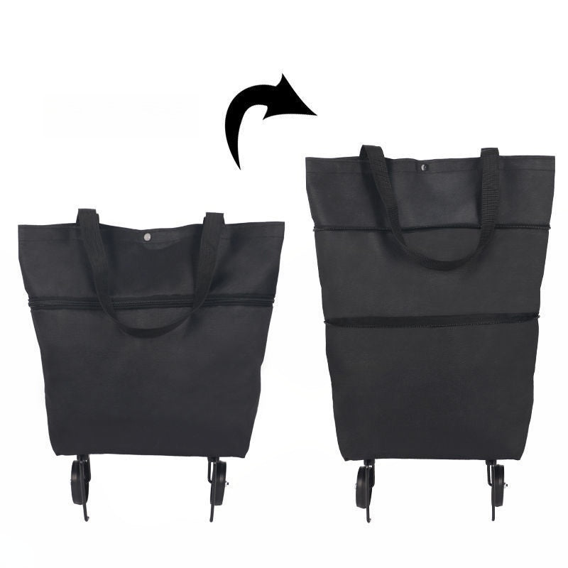 Sac à courses pliable avec roulettes – Sac portatif et chariot 2-en-1