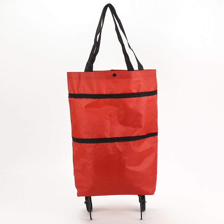 Sac à courses pliable avec roulettes – Sac portatif et chariot 2-en-1