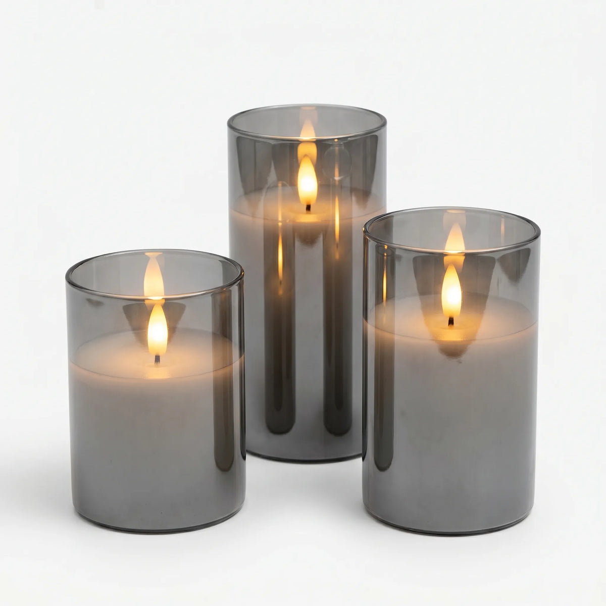 Bougies LED sans flamme en set cylindrique avec effet vacillant