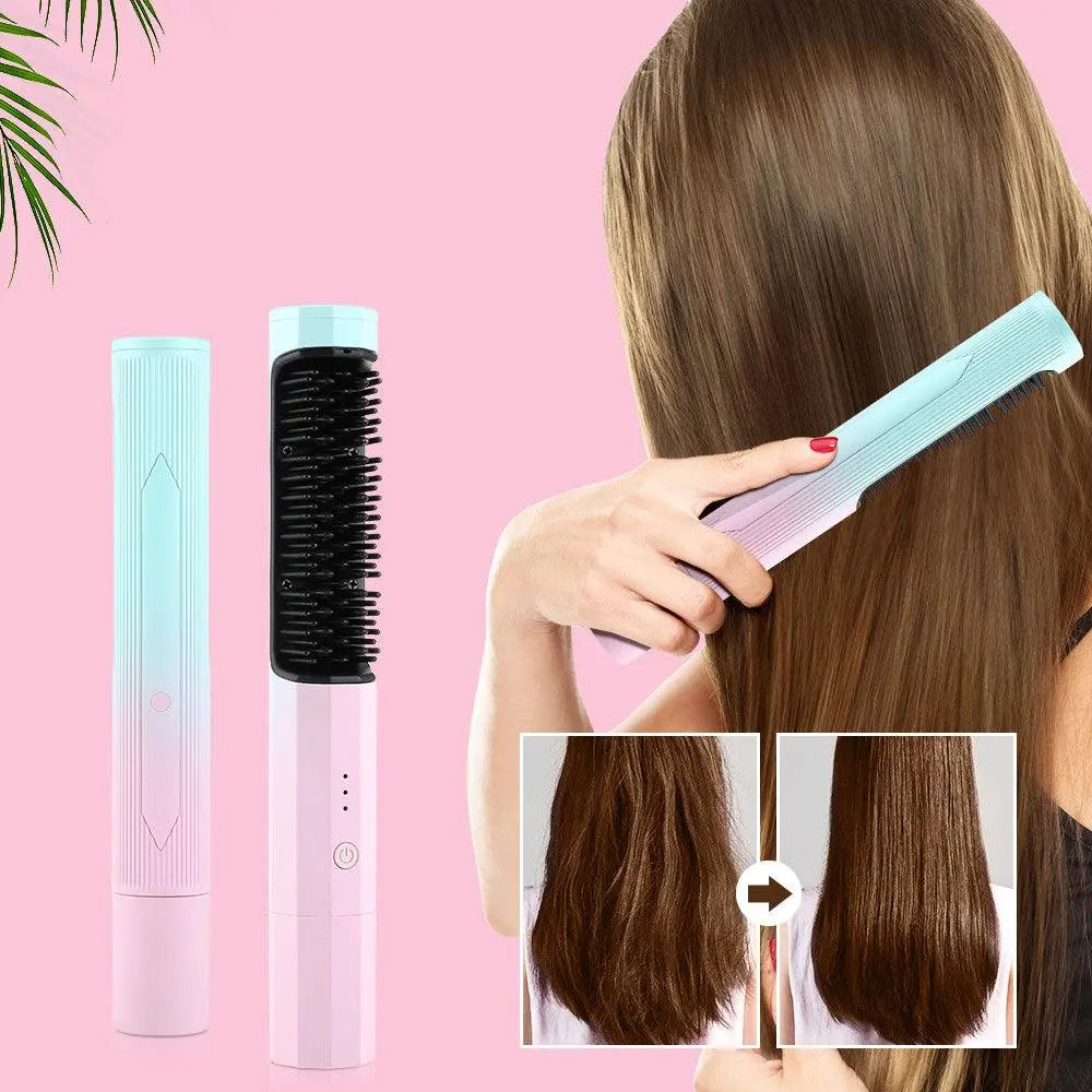 Brosse Lissante Sans Fil à Ions Négatifs pour Cheveux Brillants et