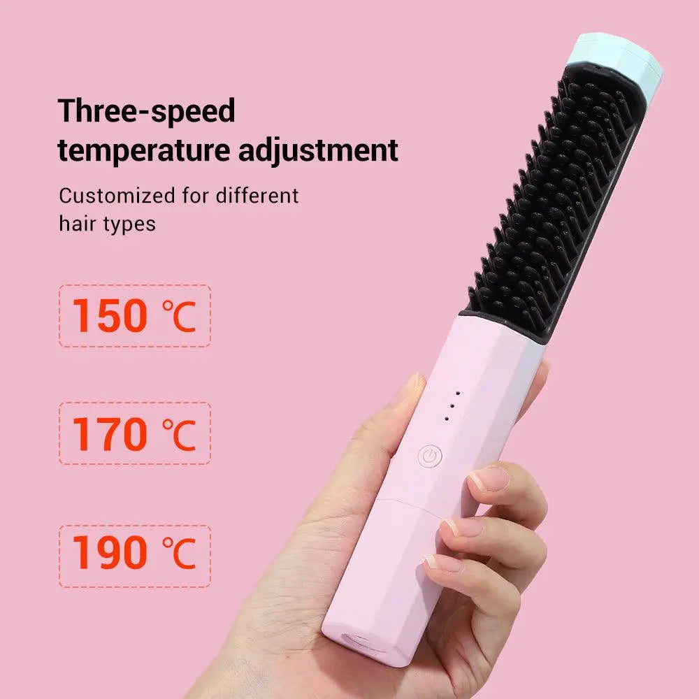 Brosse Lissante Sans Fil à Ions Négatifs pour Cheveux Brillants et