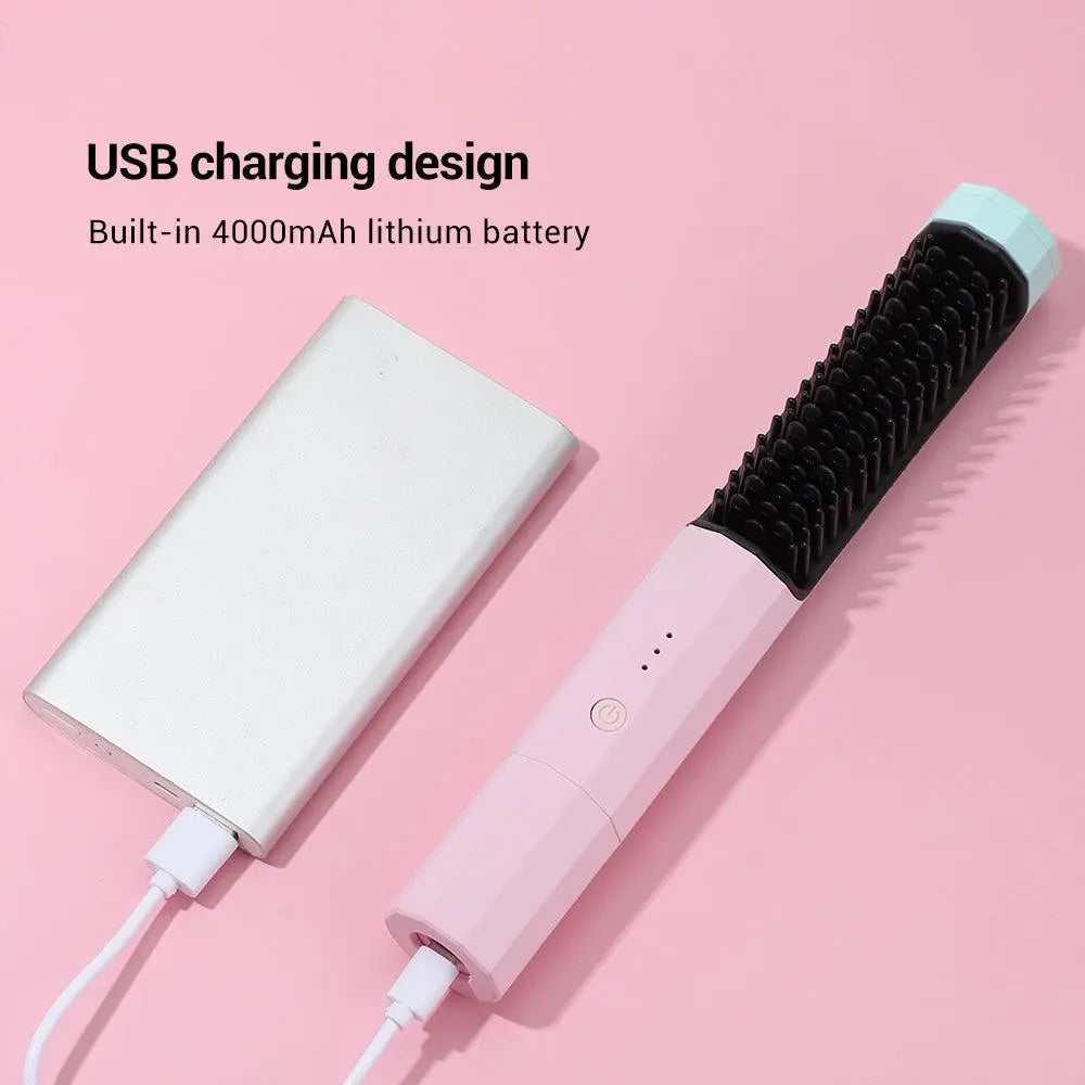 Brosse Lissante Sans Fil à Ions Négatifs pour Cheveux Brillants et