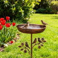 Bain d'oiseaux avec pique de sol – coupe décorative de jardin pour oiseaux sauvages