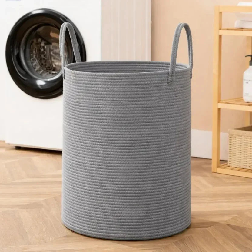 Panier à linge tressé en coton 58 litres – pliable et gain de place