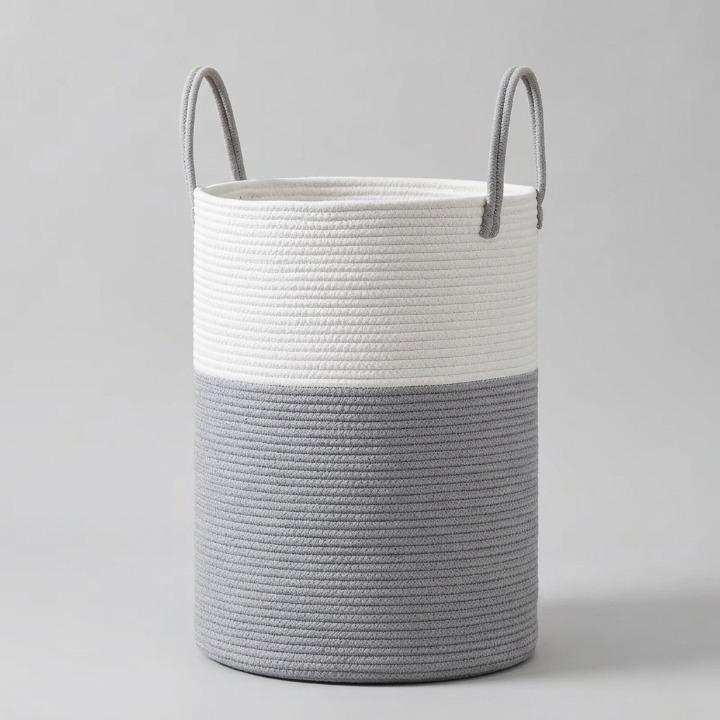 Panier à linge tressé en coton 58 litres – pliable et gain de place