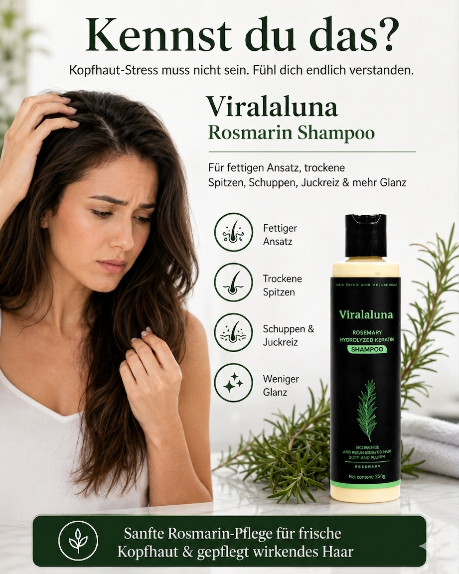 Shampooing au Romarin avec Kératine – Cheveux Plus Forts et Cuir Chevelu Sain