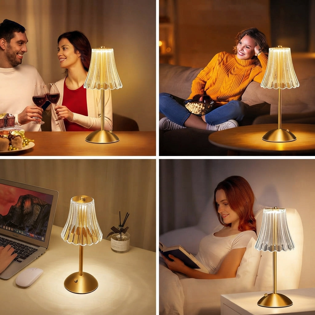 Lampe de table sans fil avec variateur tactile et batterie au design rétro