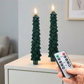 Bougie en forme de sapin avec effet flamme et télécommande