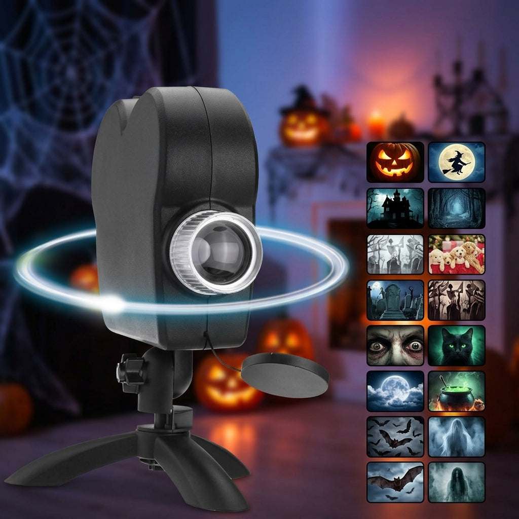 Projecteur Halloween avec 12 vidéos effrayantes, trépied et écran
