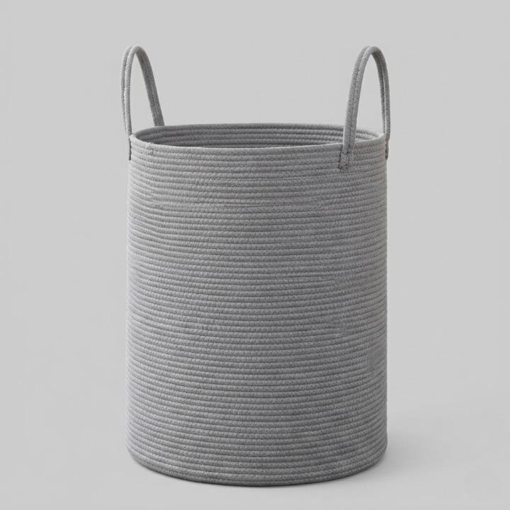 Panier à linge tressé en coton 58 litres – pliable et gain de place