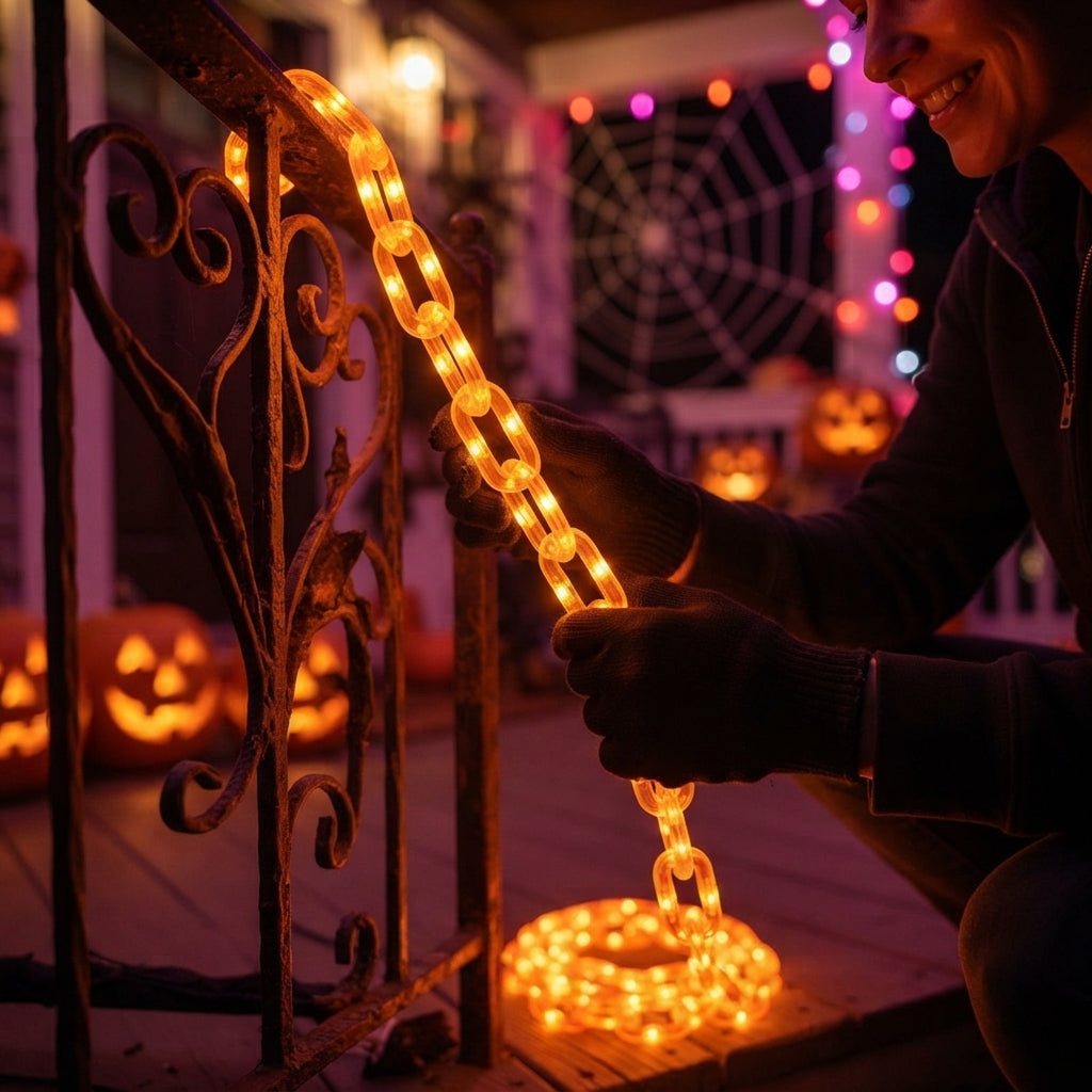 Guirlande LED Solaire Extérieur – Décoration de Jardin Lumineuse Orange