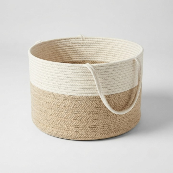 Grand panier tressé 50L pour le linge, les jouets et les couvertures