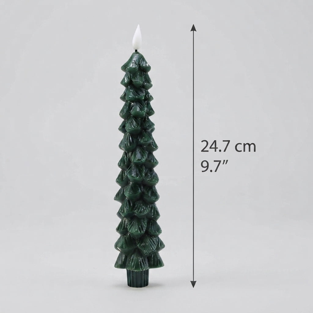 Bougie en forme de sapin avec effet flamme et télécommande