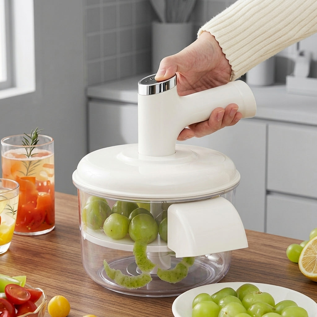 Éplucheur électrique de fruits avec fonction mixeur – Appareil de cuisine 2-en-1
